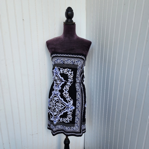 White House Black Market WHBM Blue Floral Print Strapless Dress XXS - Picture 1 of 14